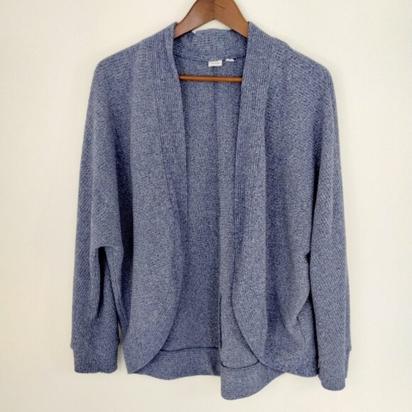 GAP Open Front Cardigan Large Blue Unlined Normcore Classic Ribbed Dolman Sleeve - Picture 1 of 9